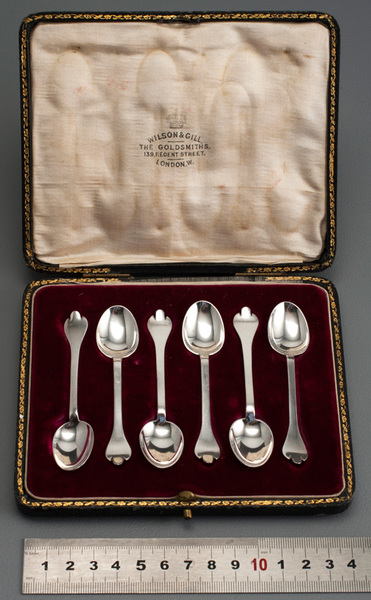 Unusual Six Sterling Silver British Hallmarks Rat Tail